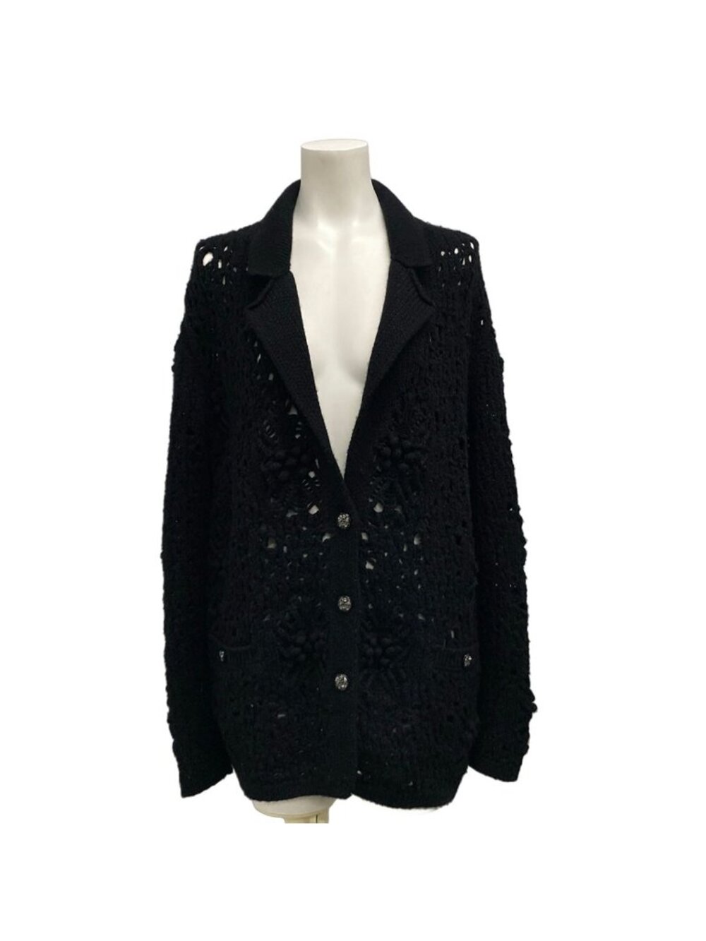 Chanel Cardigan M Black Cashmere